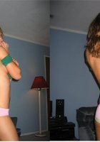 Любовница разделась и хвастается писькой на кровати 5 фото